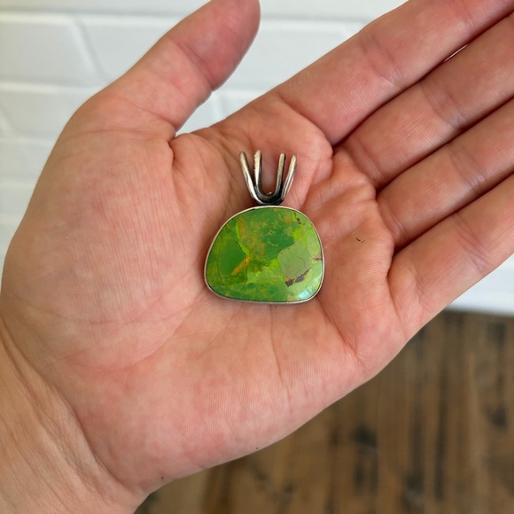 Vintage Sterling Silver & Ammolite Necklace Pendant - BEAUTIFUL! - Picture 5 of 5